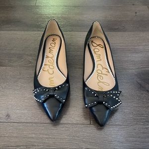 Sam Edelman Pointed Toe Studded Bow “Raisa” Flats